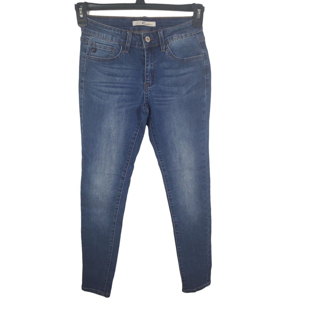 Kancan‎ Jeans 3/25 Womens Mid Rise Skinny Leg Medium Wash Blue Casual